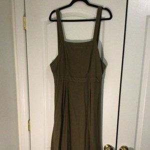 TOPSHOP Khaki Pinafore Maxi Dress